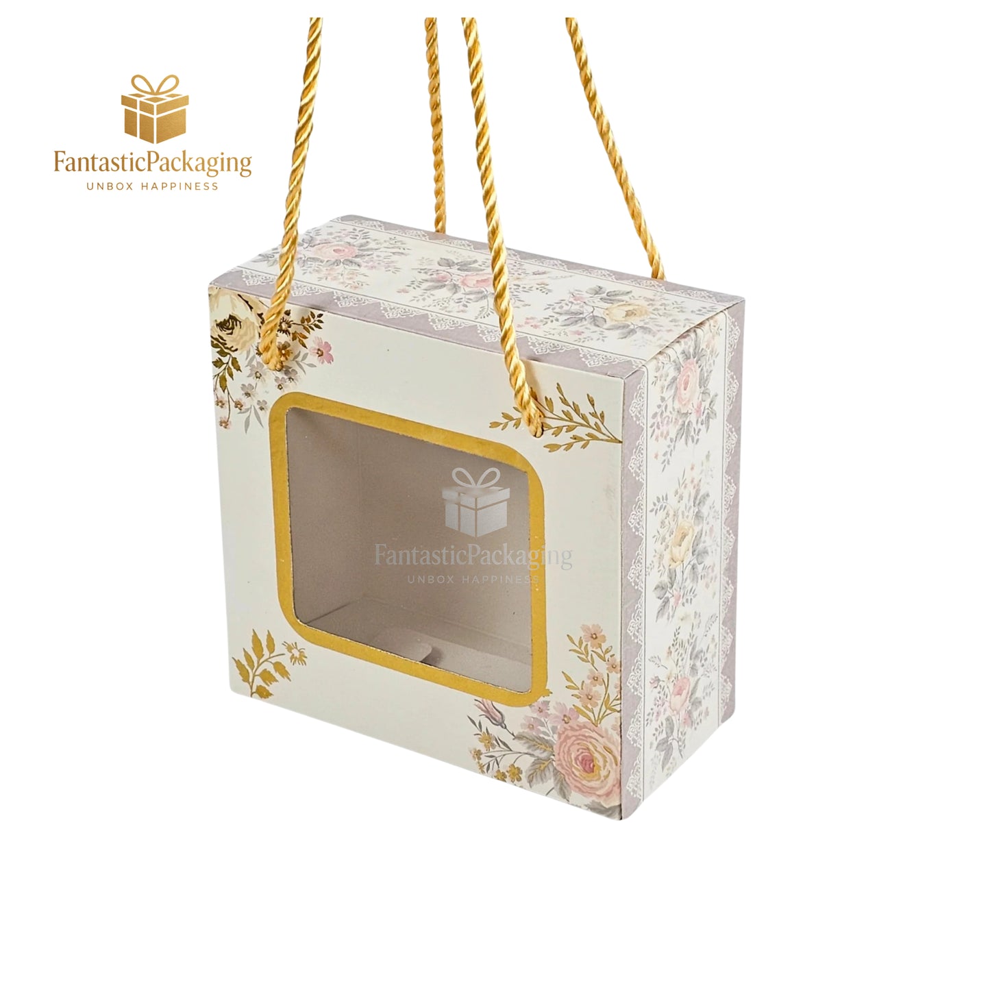 2 Jar Gift Hamper Box | Floral White Design with Handle