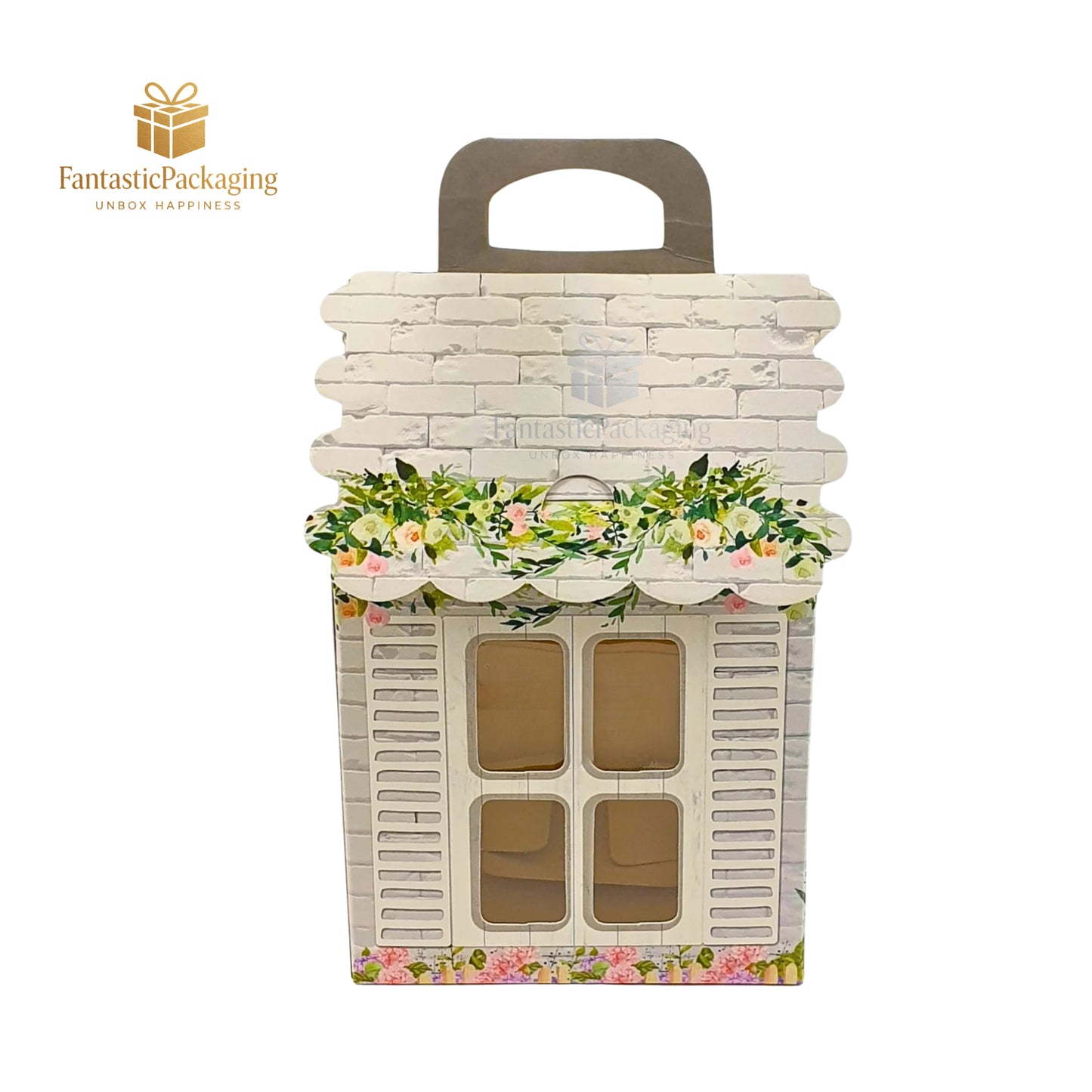 Blossom Cottage Gift Box β Elegant Floral Hut Packaging (4"x4"x6.75")