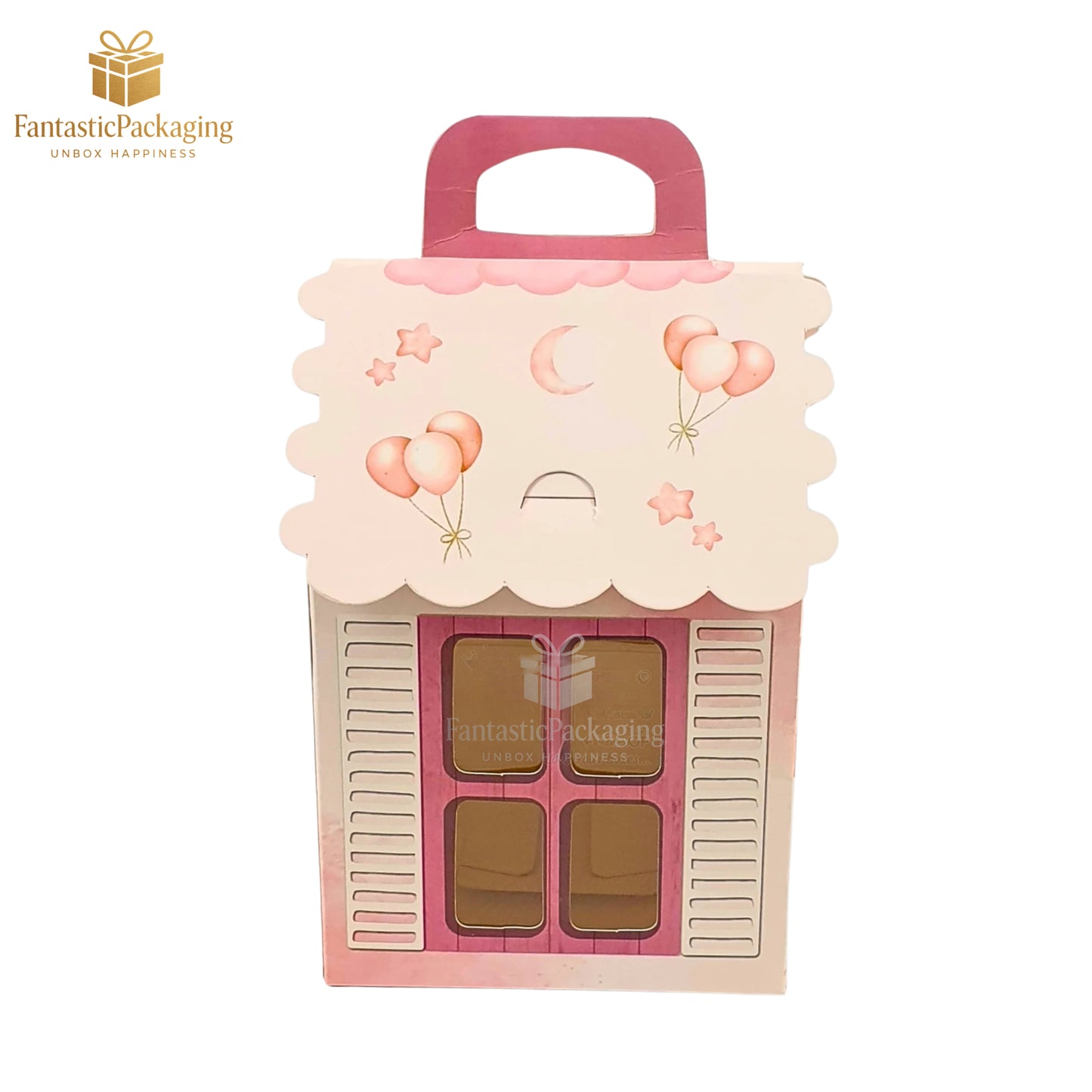 Pink Dream Hut Gift Box ā Adorable Baby-Themed Cottage Packaging (4"x4"x6.75")