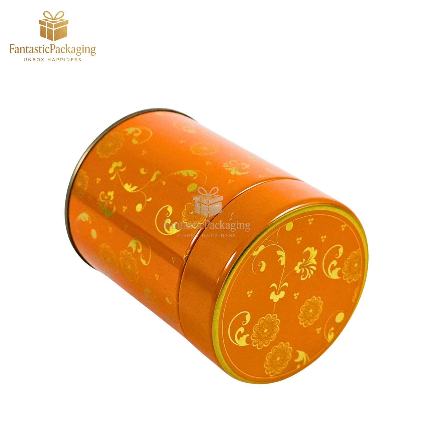 π§‘ Premium Floral Tin Jar | Elegant Orange Round Storage Container πΈ