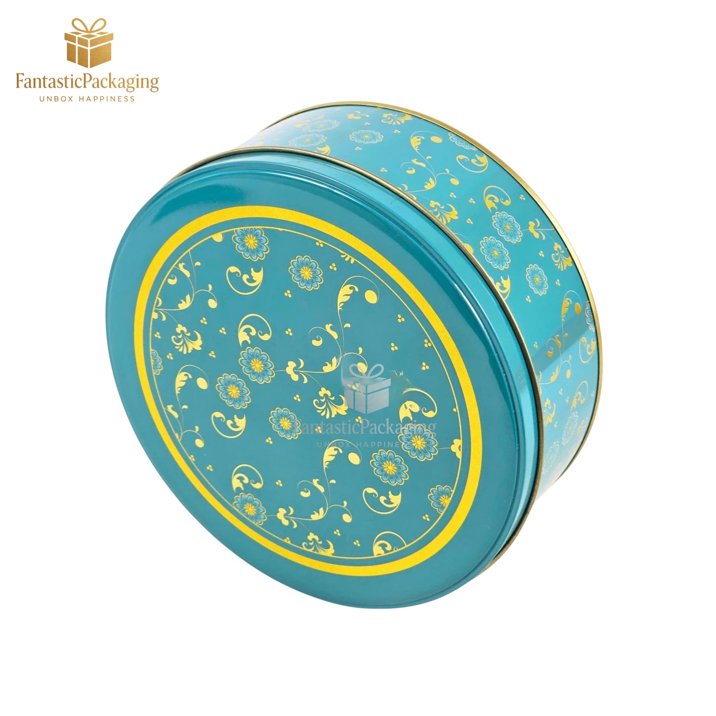 Azure Charm Round Tin Box ā Premium Blue Metal Gift Box (5.5"x3")