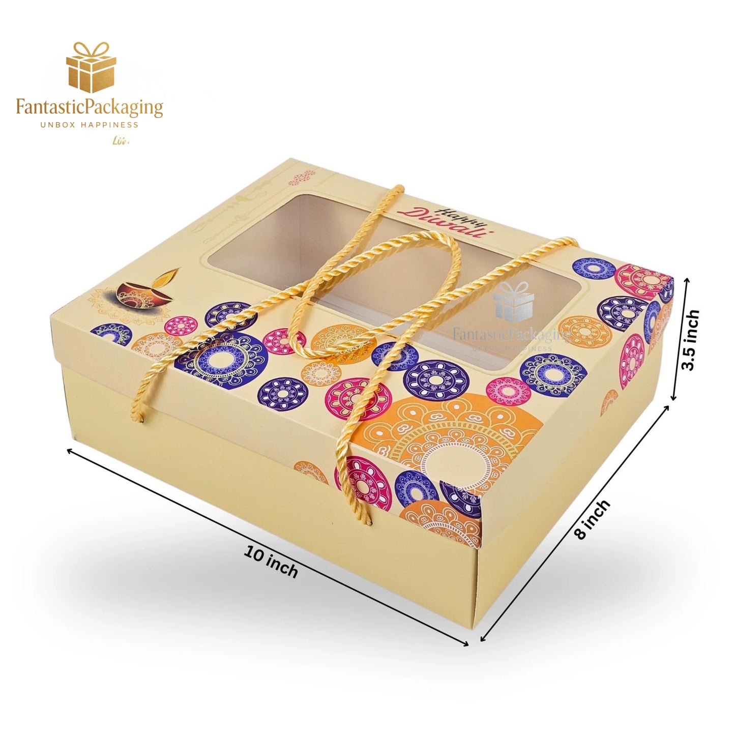 πͺ Premium Diwali Gift Hamper Box | Foil Print & Rope Handle