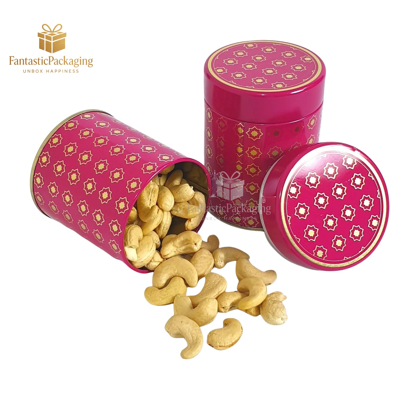 Royal Bloom Cylindrical Tin Box β Elegant Magenta Metal Storage (3"x4")