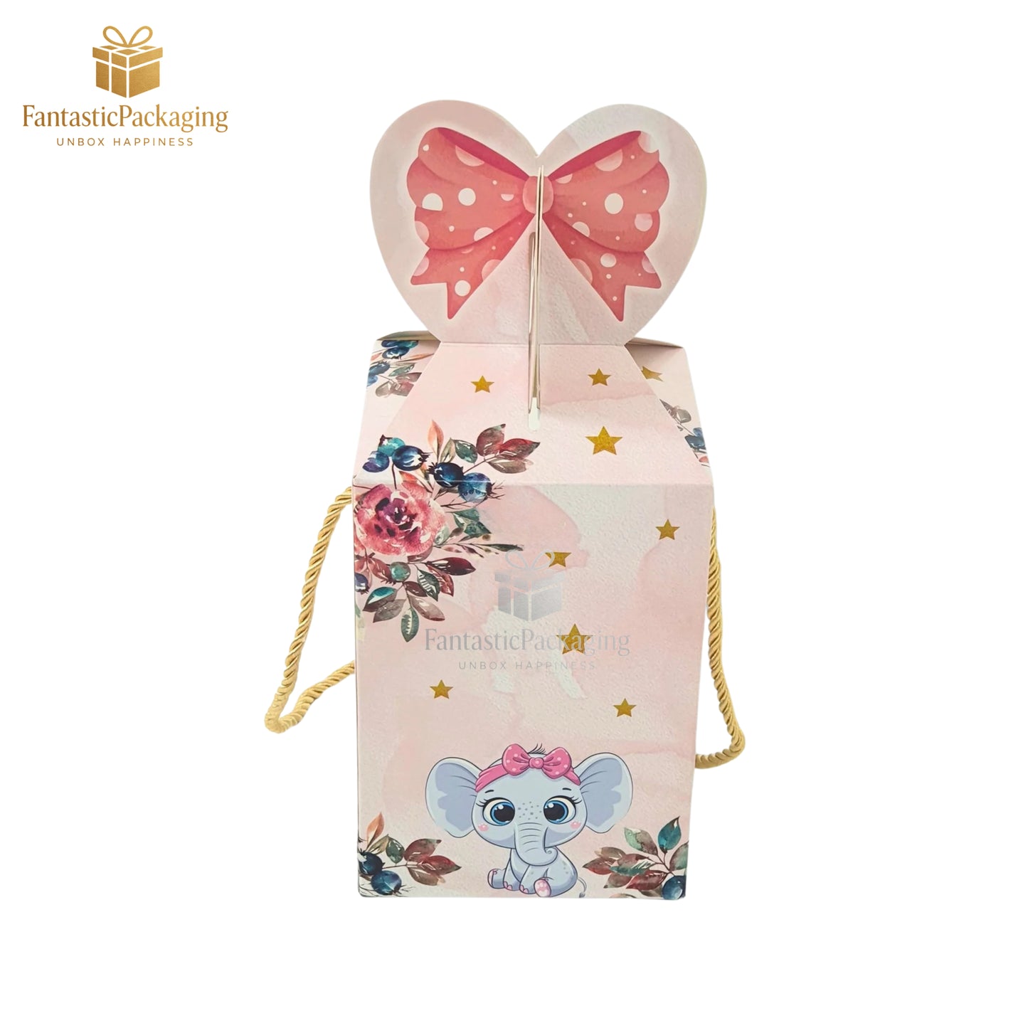 π Bow Shape Gift Box | Cute Elephant Design | Premium Party Favor Box