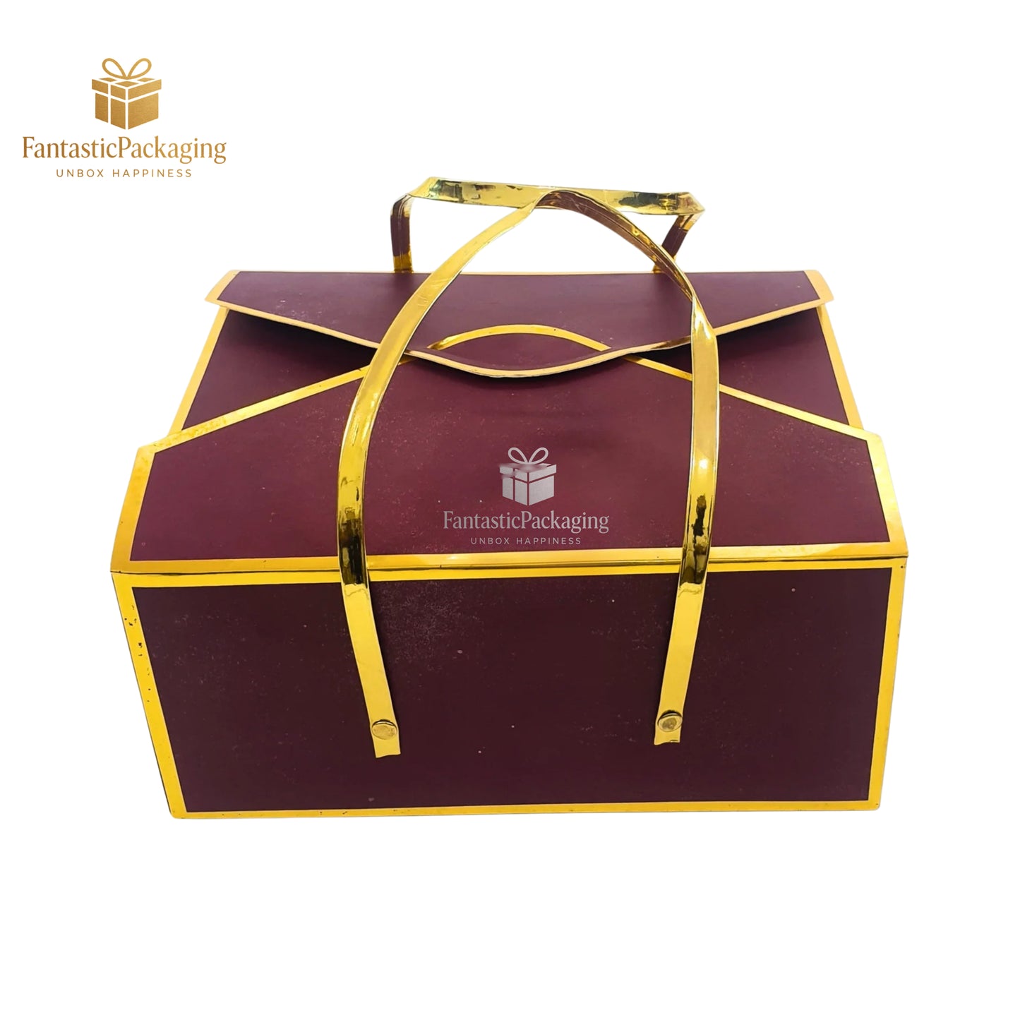 Regal Maroon Luxe Gift Box with Golden Handle ā 10"x8"x4.5"