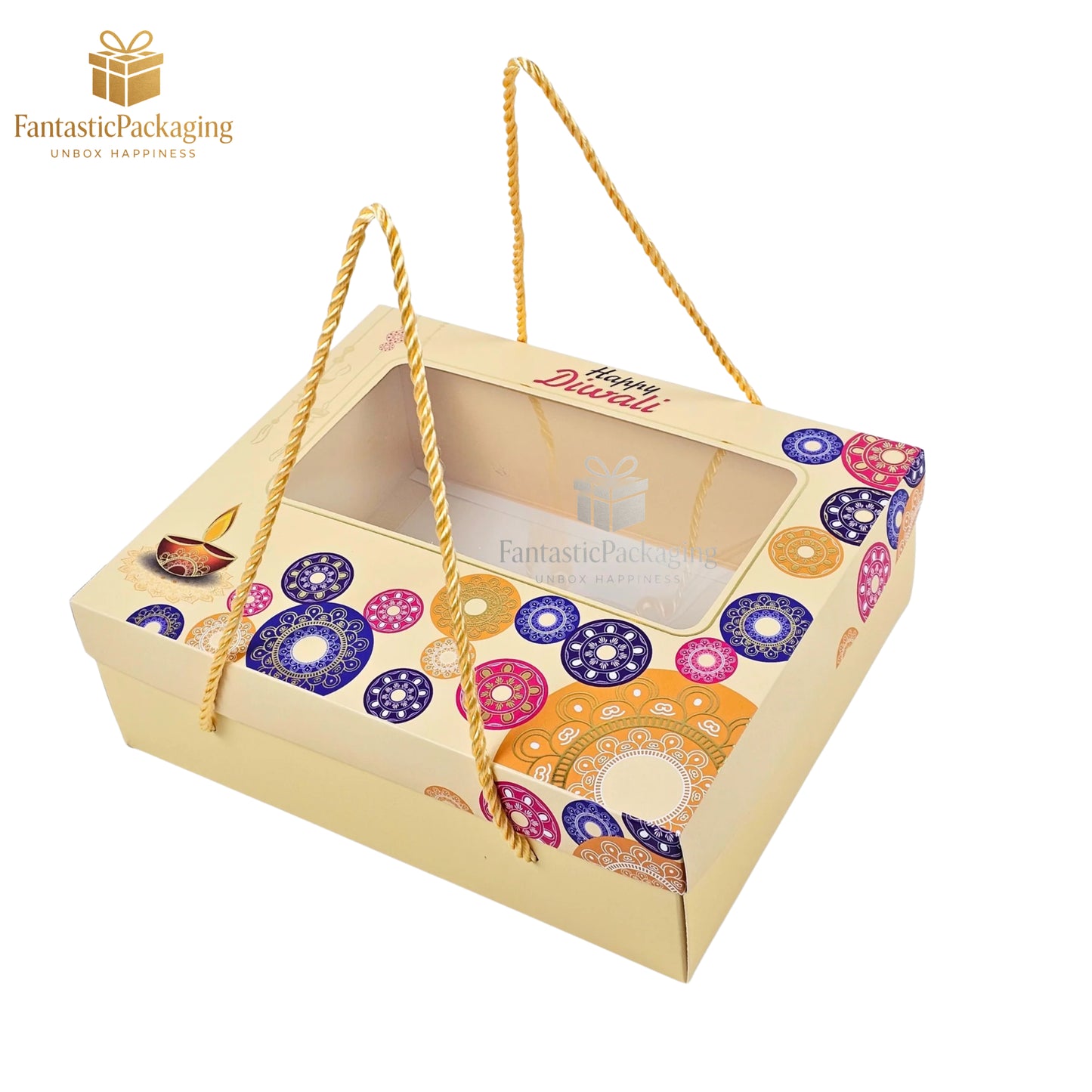 πͺ Premium Diwali Gift Hamper Box | Foil Print & Rope Handle