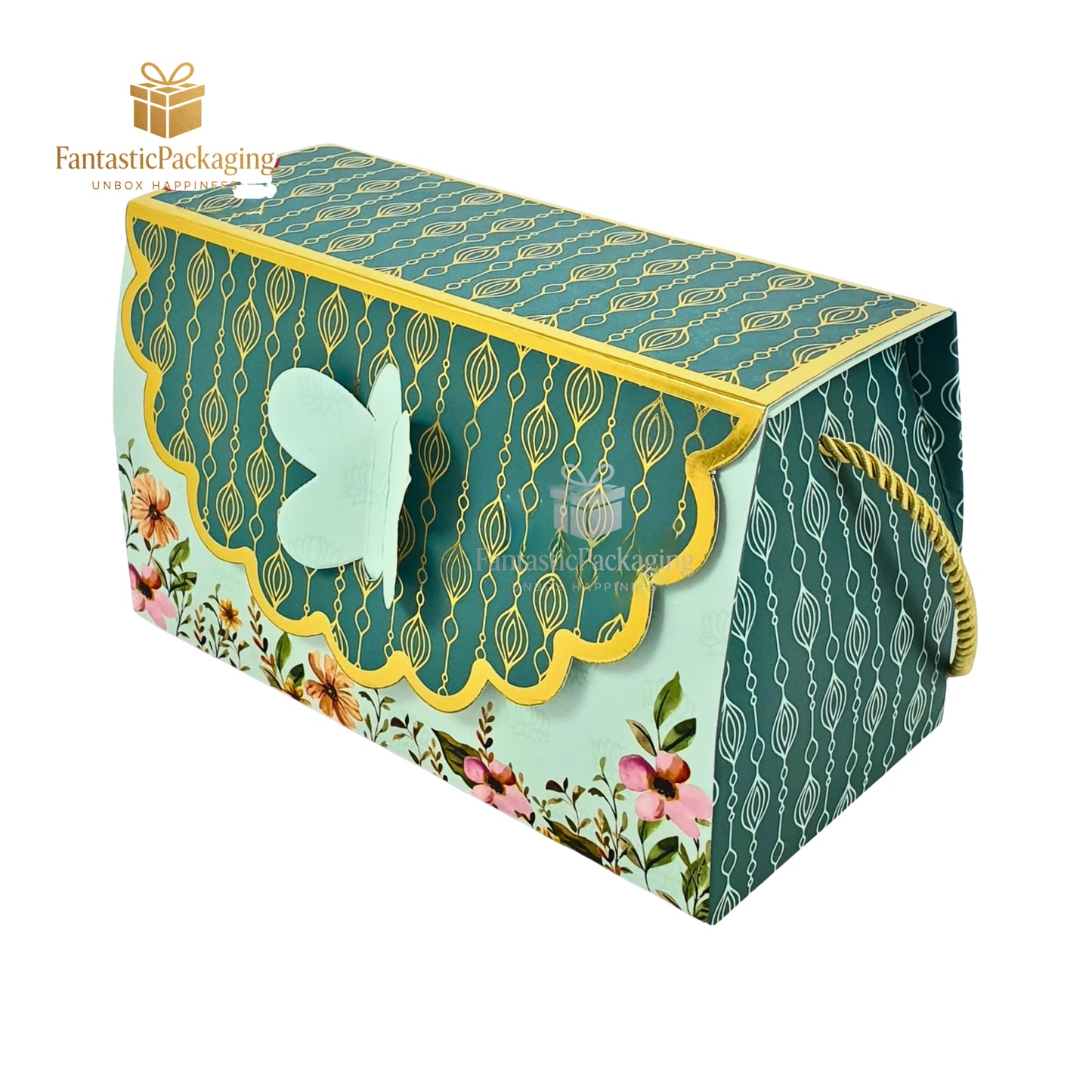 Aqua Royale Window Hamper Box ā Elegant Gift Box with Handle (8.25"x4"x5")