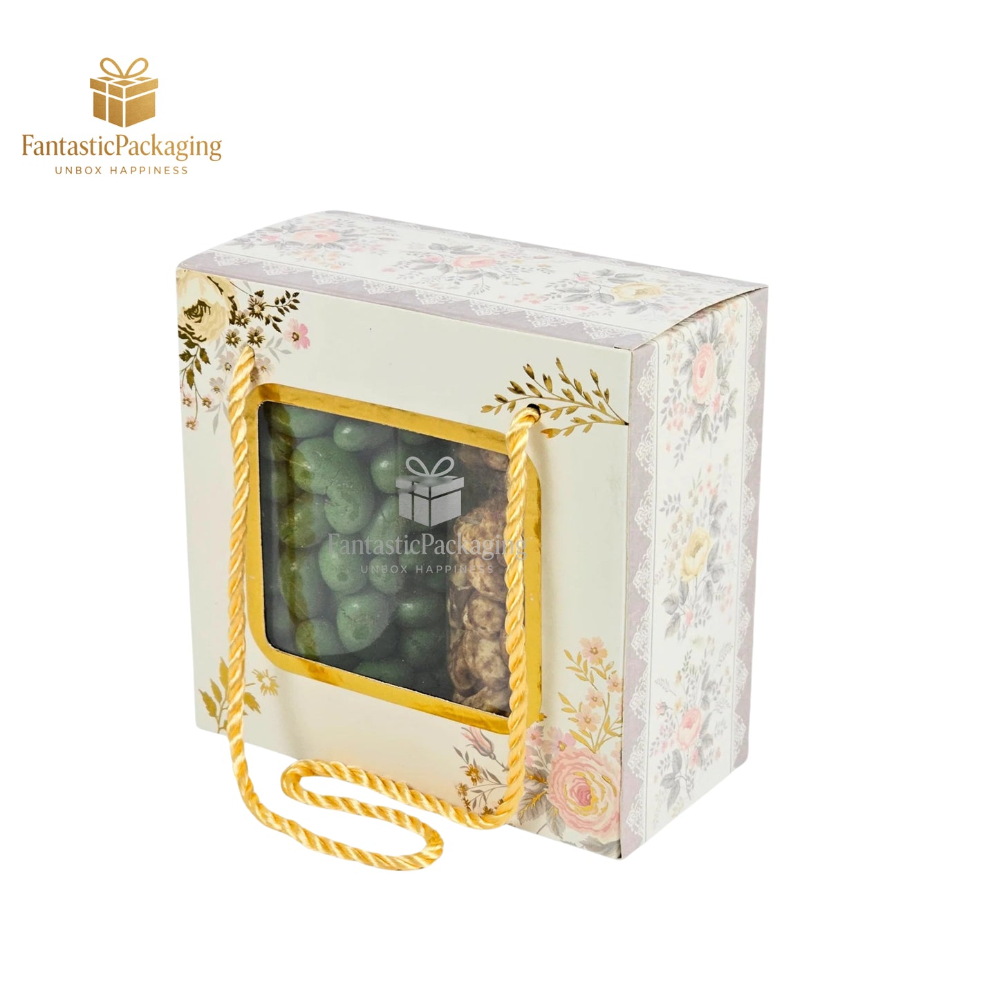 2 Jar Gift Hamper Box | Floral White Design with Handle
