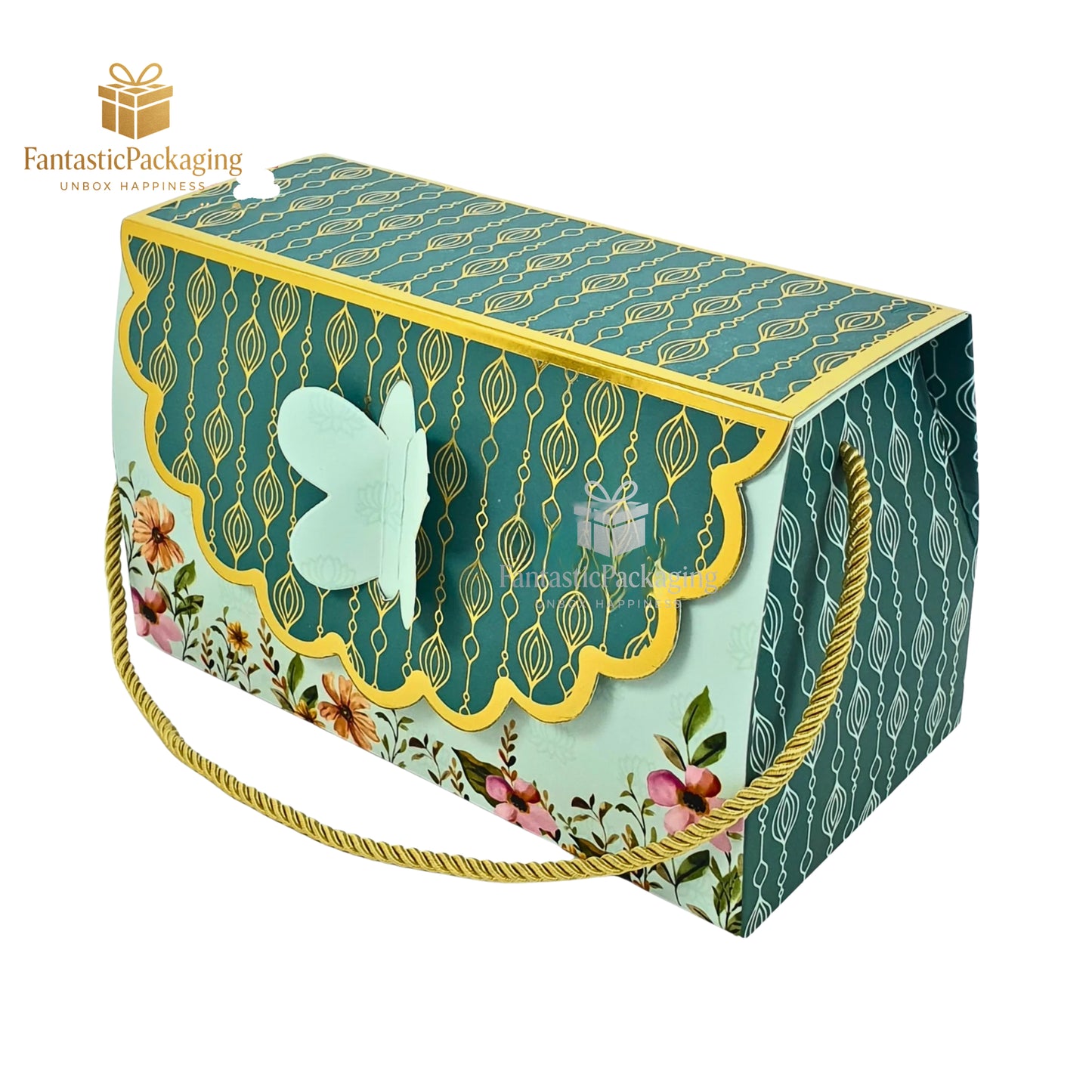 Aqua Royale Window Hamper Box ā Elegant Gift Box with Handle (8.25"x4"x5")