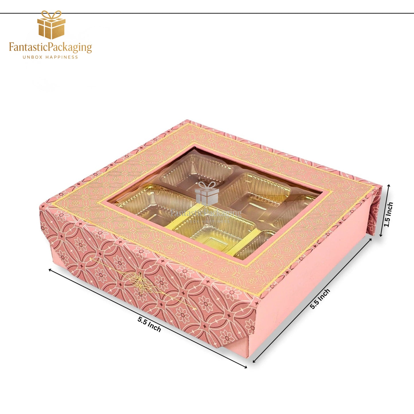 🌸 Premium 9 Cavity Pink Rigid Chocolate Box with Magnetic Flap & Window Display ✨