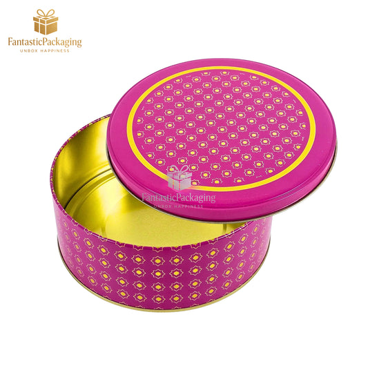 Rose Radiance Round Tin Box – Premium Magenta Metal Gift Box (7"x2.5")