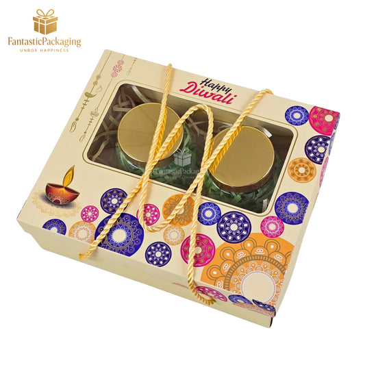 🪔 Premium Diwali Gift Hamper Box | Foil Print & Rope Handle