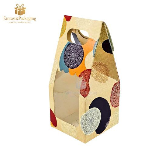 ✨ Festive 1 Jar Carry Bag | Mandala Print Paper Gift Box with Handle ✨