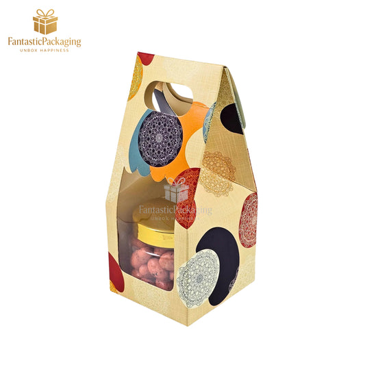 ✨ Festive 1 Jar Carry Bag | Mandala Print Paper Gift Box with Handle ✨