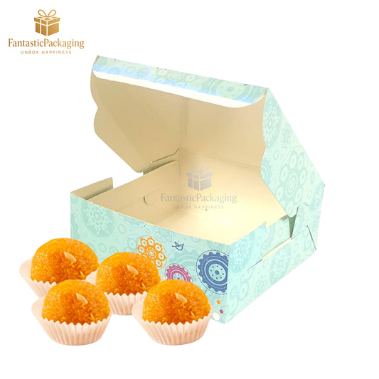 Mint Bloom 4 Piece Laddu Gift Box – Elegant Rigid Sweet Box