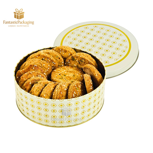 Premium Dream Tin | 5.5"x3" | Cream & Gold | Christmas, Return Gifts & Storage