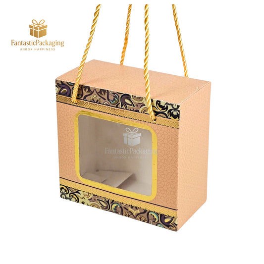2 Jar Gift Hamper Box with Handle | Single Window Gift Box