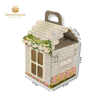 Blossom Cottage Gift Box – Elegant Floral Hut Packaging (4"x4"x6.75")