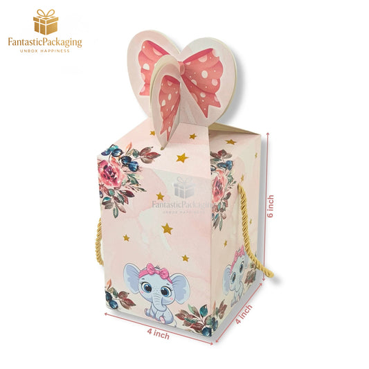 🎀 Bow Shape Gift Box | Cute Elephant Design | Premium Party Favor Box